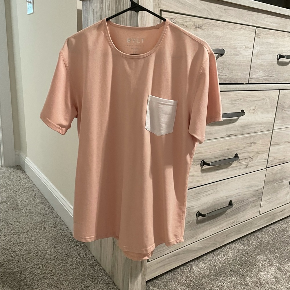 BYLT Drop Cut Short Sleeve Shirt Satin/White